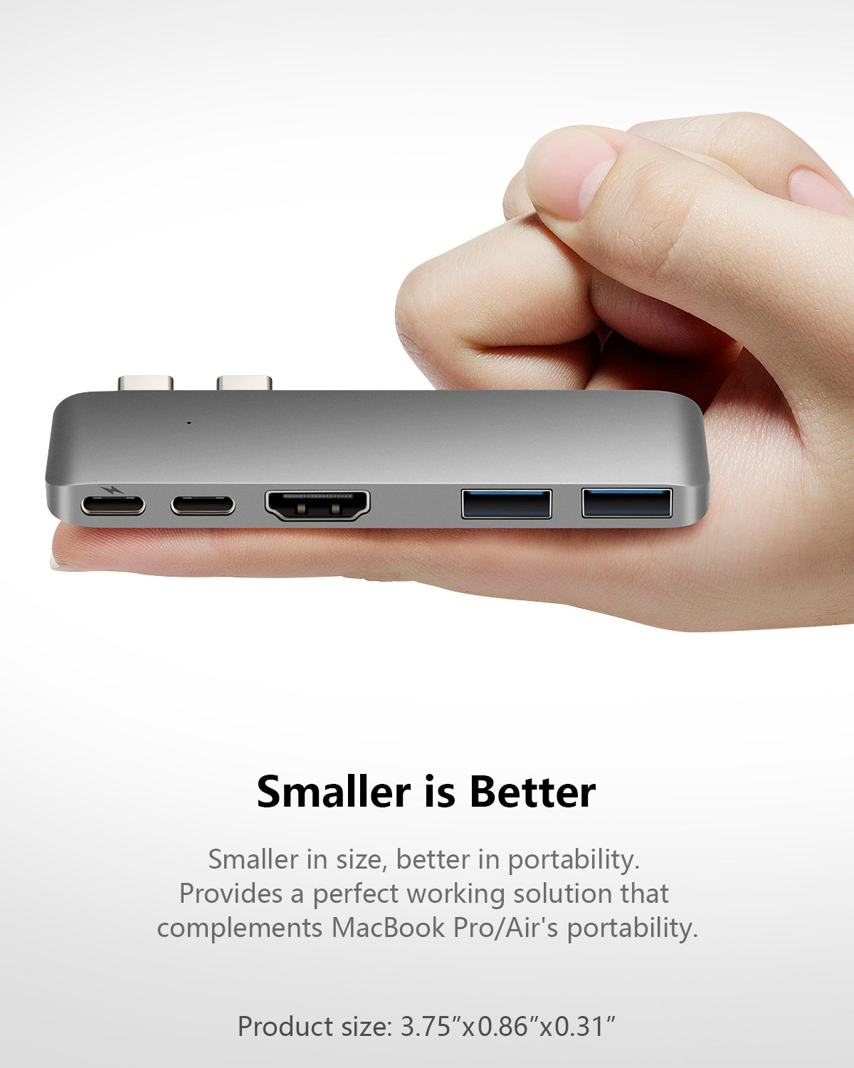 5-in-2 Mini USB C Hub for MacBook (Space Gray) – Purgotech
